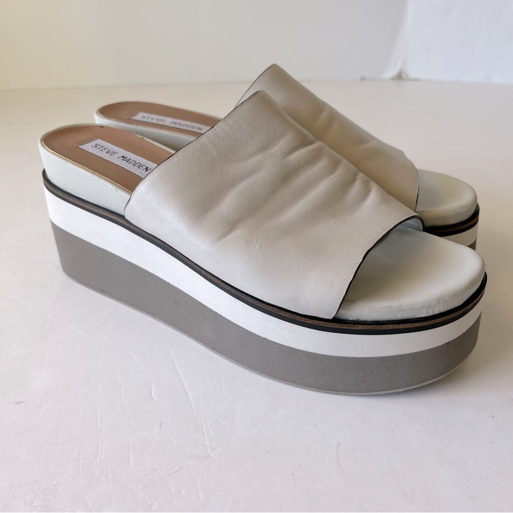 Steve Madden Leather Platform Slides Size 9 - image 1